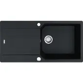 Franke Spüle URBAN UBG 611-100 in ONYX mit Excenterbedienung Drehknopf Edelstahl / Ausschnittmaß 980 x 480 mm / Granitspüle