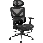 CLP Bürostuhl Reston I Ergonomischer Stuhl mit Fußstütze & flexibler Verstellbarkeit schwarz/schwarz