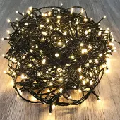 Mojawo LED Lichterkette für Außen warmweiß Kabel grün 240 LED's