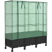 vidaXL Gartenplanter mit Gewächshausabdeckung und Rädern 3 Stk. PP