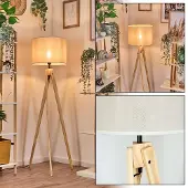Hofstein Schiavonea Stehlampe aus Holz/Stoff in Naturfarben/Beige