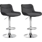 CLP 2er Set Barhocker Vonore Stoff höhenverstellbar und 360 Grad drehbar dunkelgrau Gestell Farbe chrom