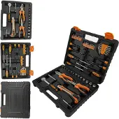 ANDIARBEIT Werkzeugkoffer Set 54-tlg. mit ergonomischen Griffen, ideal für Heimwerker, inkl. Bits, Schraubendreher & Zangen, schwarz