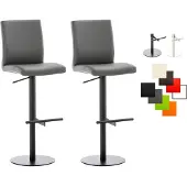 CLP 2er Set Barhocker Cadiz Kunstlederbezug drehbar und höhenverstellbar bis 240 kg grau Gestell Farbe schwarz