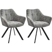 CLP 2er Set Esszimmerstuhl Scott I Samt oder Stoff I Sessel mit Metallgestell I dunkelgrau Material Stoff