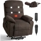 Vevor Fernsehsessel Elektrisch, Relaxsessel mit Aufstehhilfe, Wärme- & Massagefunktion, Seniorensessel Stufenlose Verstellung, Massagesessel mit Chenille-Bezug & Fernbedienung, Braun