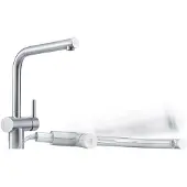 Franke Edelstahl Hochdruck Armatur, Wasserhahn Atlas Neo Window Schwenk Edelstahl Seitenbedienung 115.0521.436 - inkl.