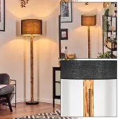 Hofstein Schiavonea Stehlampe aus Holz/Metall und Schirm aus Stoff