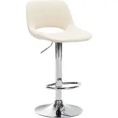 CLP Barhocker Camden Kunstleder drehbar und höhenverstellbar | Farbe creme Material Gestell Metall in Chromoptik