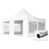 TOOLPORT 5x5m Aluminium Faltpavillon, inkl. 4 Seitenteile, weiß