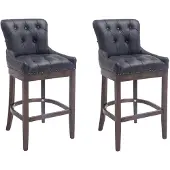 CLP 2er Set Barhocker Lakewood Echtleder gepolstert schwarz Gestell Farbe antik