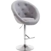 CLP Barhocker London V2 Stoff drehbar und höhenverstellbar | Farbe grau Gestell Farbe chrom