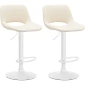 CLP 2er Set Barhocker Camden Kunstleder drehbar und höhenverstellbar | creme Farbe creme Material Gestell Metall matt weiss
