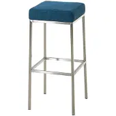 CLP Barhocker Montreal Stoff gepolsterter Sitz und Gestell mit Fußstütze blau Gestell Farbe edelstahl