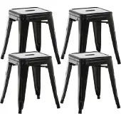 CLP 4er Set Hocker Armin aus Metall | Farbe schwarz