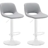 CLP 2er Set Barhocker Camden Kunstleder drehbar und höhenverstellbar | grau Farbe grau Material Gestell Metall matt weiss