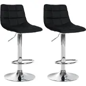 CLP 2er Set Barhocker Jerry Kunstleder höhenverstellbar und 360 drehbar schwarz Gestell Farbe chrom