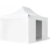TOOLPORT 3x4,5m Aluminium Faltpavillon, inkl. 4 Seitenteile, weiß