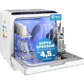 Monzana Tischspülmaschine ohne Wasseranschluss App Funktion sparsamer Verbrauch 4,5L 6 Programme 4 Gedecke 45cm Mini Geschirrspüler Spülmaschine Weiß
