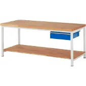 RAU Werkbank höhenverstellbar 8001A7, B2000xT900xH840-1040mm, 1x Schublade-TA