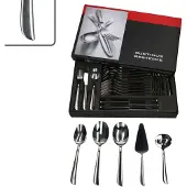 Justinus Bestecke 35tlg Twist Komplett-Besteck-Set inkl Anlegeteile 6 Pers. Messer Gabel Löffel