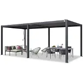 PRIMEYARD Pergola 3x6 m Aluminium-Pfosten mit Stahl-Lamellendach - anthrazitfarbene Terrassenüberdachung