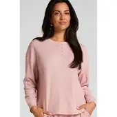 Hunkemoller Top Waffelstrick Henley Rosa