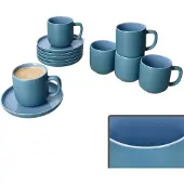 Ritzenhoff & Breker Ritzenhoff 6er Set Jasper Espressotassen & Untertassen Ozeanblau für 6 Personen