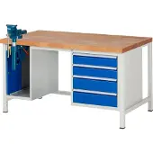 RAU Werkbank höhenverstellbar 8185A1, B1500xT900xH840-1040mm, 4x Schublade-TA, SSKL