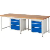 RAU Werkbank höhenverstellbar 8159A1, B2500xT900xH840-1040mm, 6x Schublade-TA