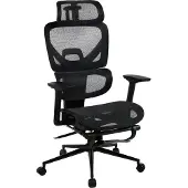 CLP Bürostuhl Beresford ergonomisch mit Fußablage Meshbezug atmungsaktiv schwarz
