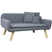 Silvio Design Hundesofa Cora grau, abgerundete Form, Holzfüße, 103x57x50 cm, Liegefläche 88x58 cm