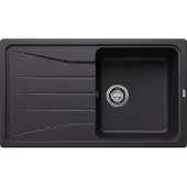 BLANCO Spüle SONA 5 S in SCHWARZ mit Ablaufgarnitur ohne Ablauffernbedienung / Ausschnitt: 840 x 480 mm / Silgranit