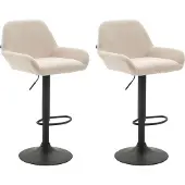 CLP 2er Set Barhocker Braga Stoff drehbar und höhenverstellbar creme Gestell Farbe schwarz