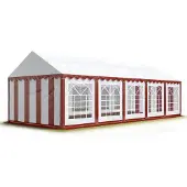 TOOLPORT Partyzelt Festzelt 5x10 m Garten-Pavillon PVC Plane 700 N in rot-weiß Wasserdicht