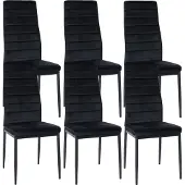 CLP 6er Set Esszimmerstühle Mayfair gepolstert mit Metallgestell schwarz Material Samt
