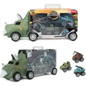 Toi-Toys - WORLD OF DINOSAURS - Dinotruck mit 3 Rückzugautos Dinosaurier Pullback Trucks