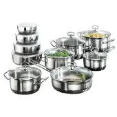 Kärcher Topfset Jasmin (Edelstahl, 20-teilig, inkl. Glasdeckel und Edelstahl Schüssel Set, Induktion)