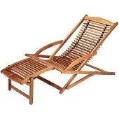 Casaria Sonnenliege Klappbar mit Fußstütze abnehmbar inkl. Kissen Wetterfest Holz Gartenliege 166x70 cm Akazie Garten Liegestuhl 160kg Belastbar Balkon Liege