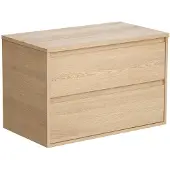 Vente-unique Waschbeckenunterschrank hängend mit Platte - 80 cm - Eichenholzfurnier - MILIPAM