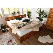 MASSIVMOEBEL24.DE Bett Akazie 200x200x90 honig lackiert OXFORD #0254