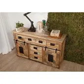 MASSIVMOEBEL24.DE MASSIVMOEBEL24 Sideboard Mango 150x45x90 natur lackiert RAILWAY #119