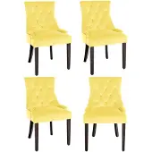 CLP 4er Set Esszimmerstuhl Aberdeen Samt Antikes Design mit Gestell aus Kautschukho gelb Gestell Farbe antik
