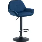 CLP Barhocker Braga Samtbezug mit Metallgestell, höhenverstellbar und drehbar blau Gestell Farbe schwarz