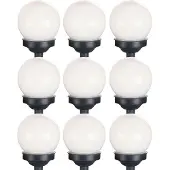 Etc-shop 9er Set LED Solarkugel weiß, Erdspieß, DxH 10x38 cm