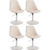 CLP 4er Set Esszimmerstühle Maverick Kunstleder drehbar und stufenlos verstellbar creme Gestell Farbe weiß