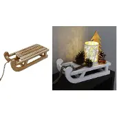 BURI Schlitten aus Holz Dekoschlitten Holzschlitten Weihnachtsdeko Winterdeko 31x14cm