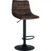 CLP Barhocker Jerry Samt höhenverstellbar und 360 drehbar | Farbe braun Gestell Farbe schwarz