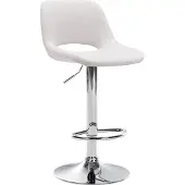 CLP Barhocker Camden Stoff drehbar und höhenverstellbar | Farbe creme Material Gestell Metall in Chromoptik