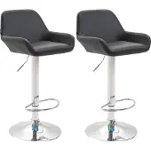 CLP 2er Set Barhocker Braga Kunstleder drehbar und höhenverstellbar | Farbe schwarz Gestell Farbe chrom